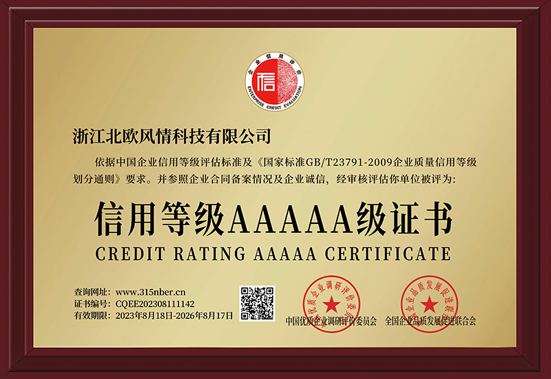 信用等級AAAAA級證書